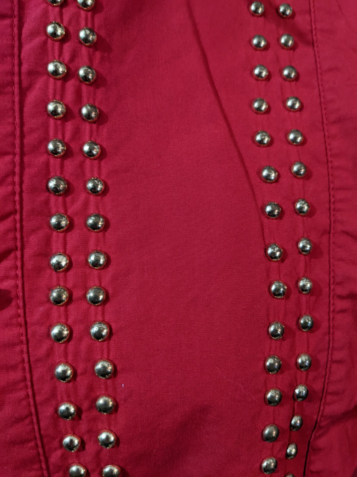 VTG Howard Wolf Dallas Red Western Cowboy Shirt Embellished Studs Sz 10 Medium M