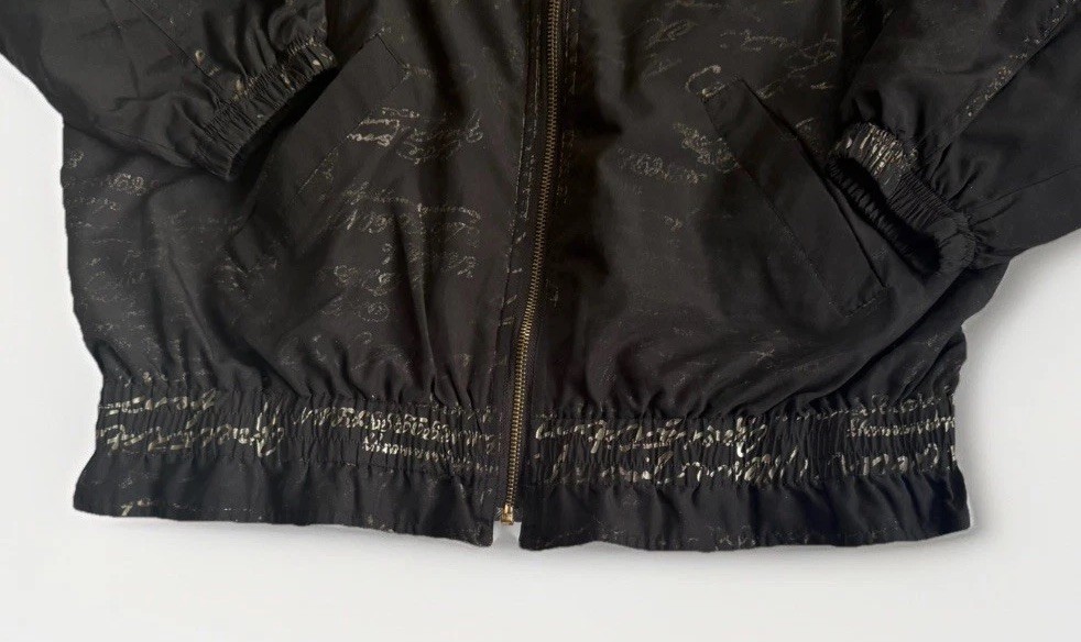 Vintage 80s 90s Windbreaker Track Suit Bomber Jacket & Pants Script Pattern L