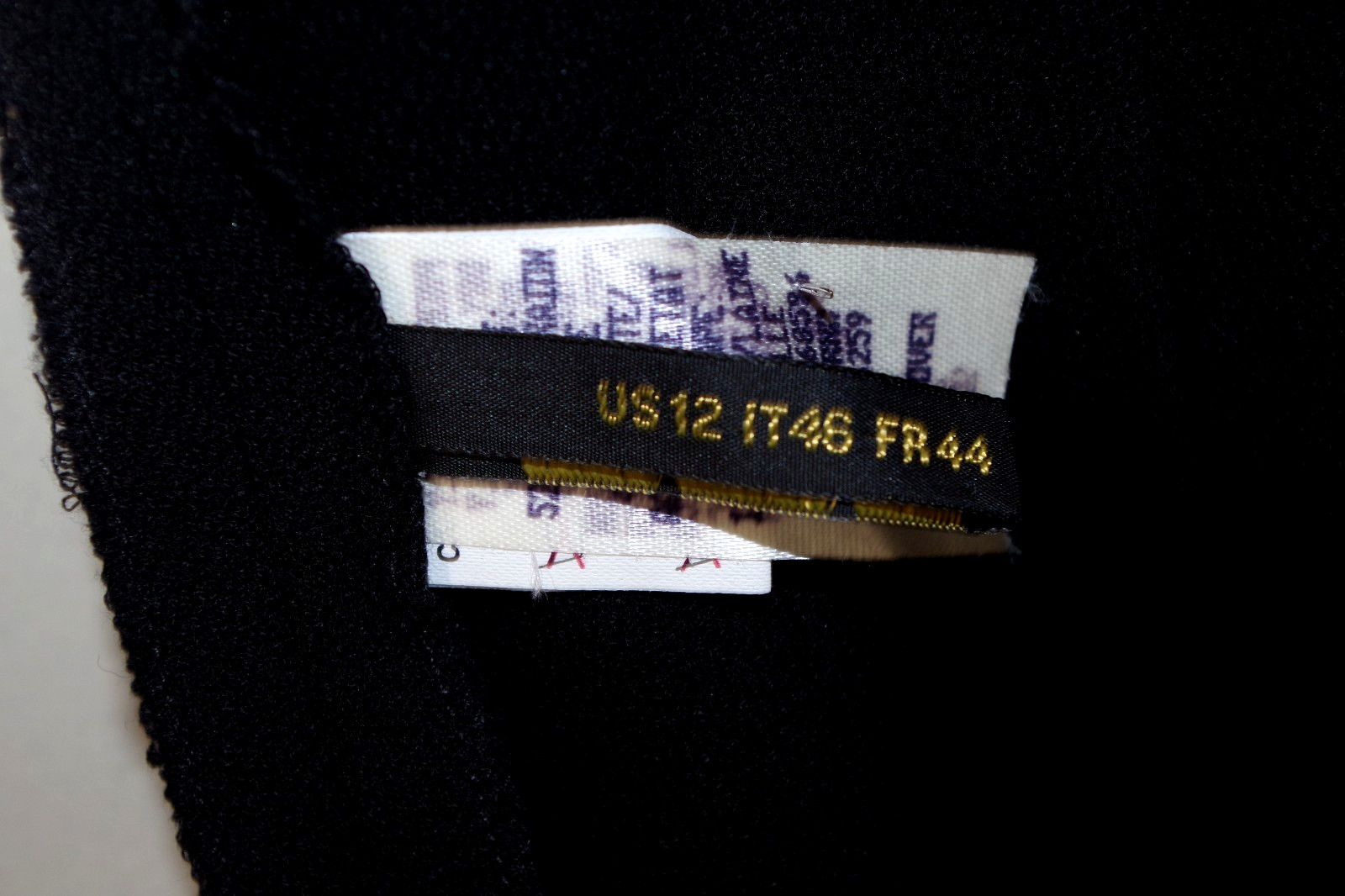 B6 Vintage Donna Karan Wool & Satin Little Black Dress 12 Formal USA Made Lined