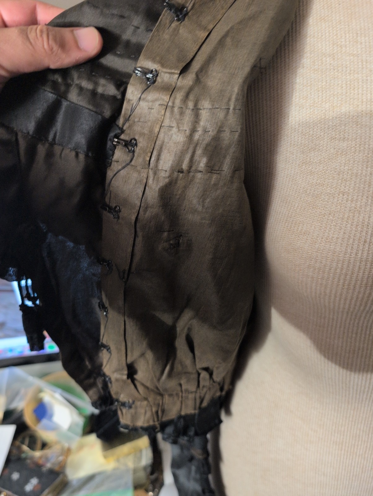 Antique Victorian Black Bodice Top 1890s Mourning Jacket Embroidery