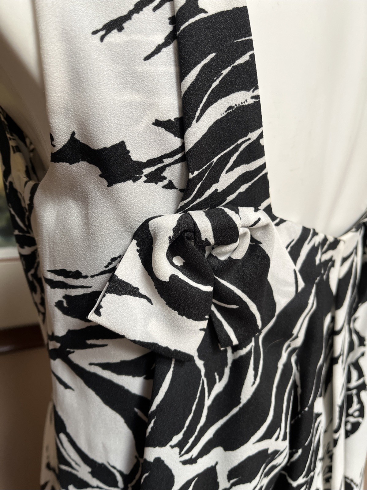 VTG 70s Ja Na of Hawaii Dress Maxi Sleeveless Bows Zip Floral Black White Sz M