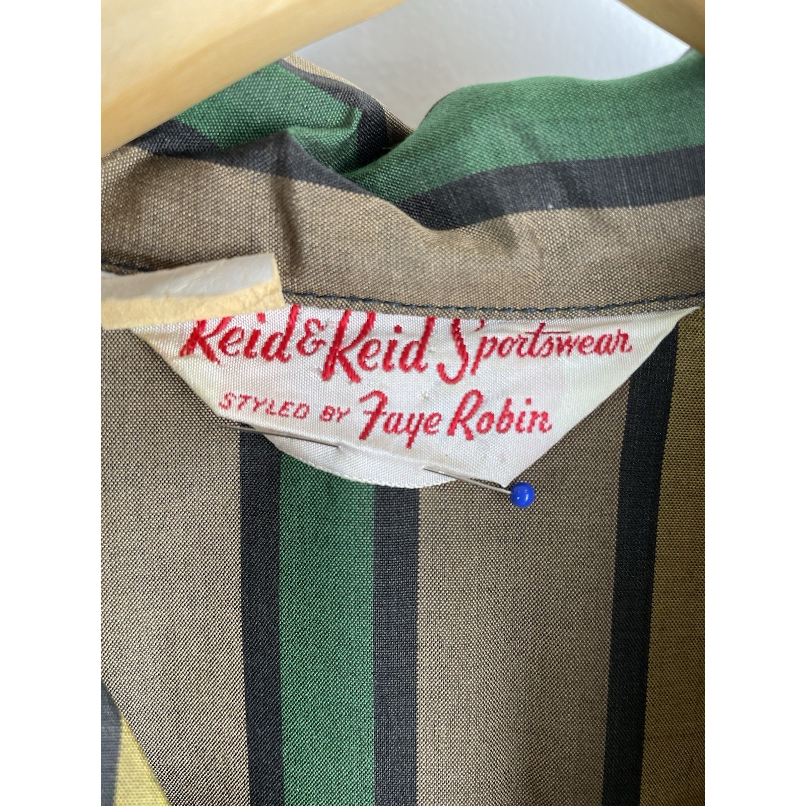 VTG 50s Silk Stripe Shirt Dress Reid & Reid by Faye Robin Side Zip UNION (Flaws