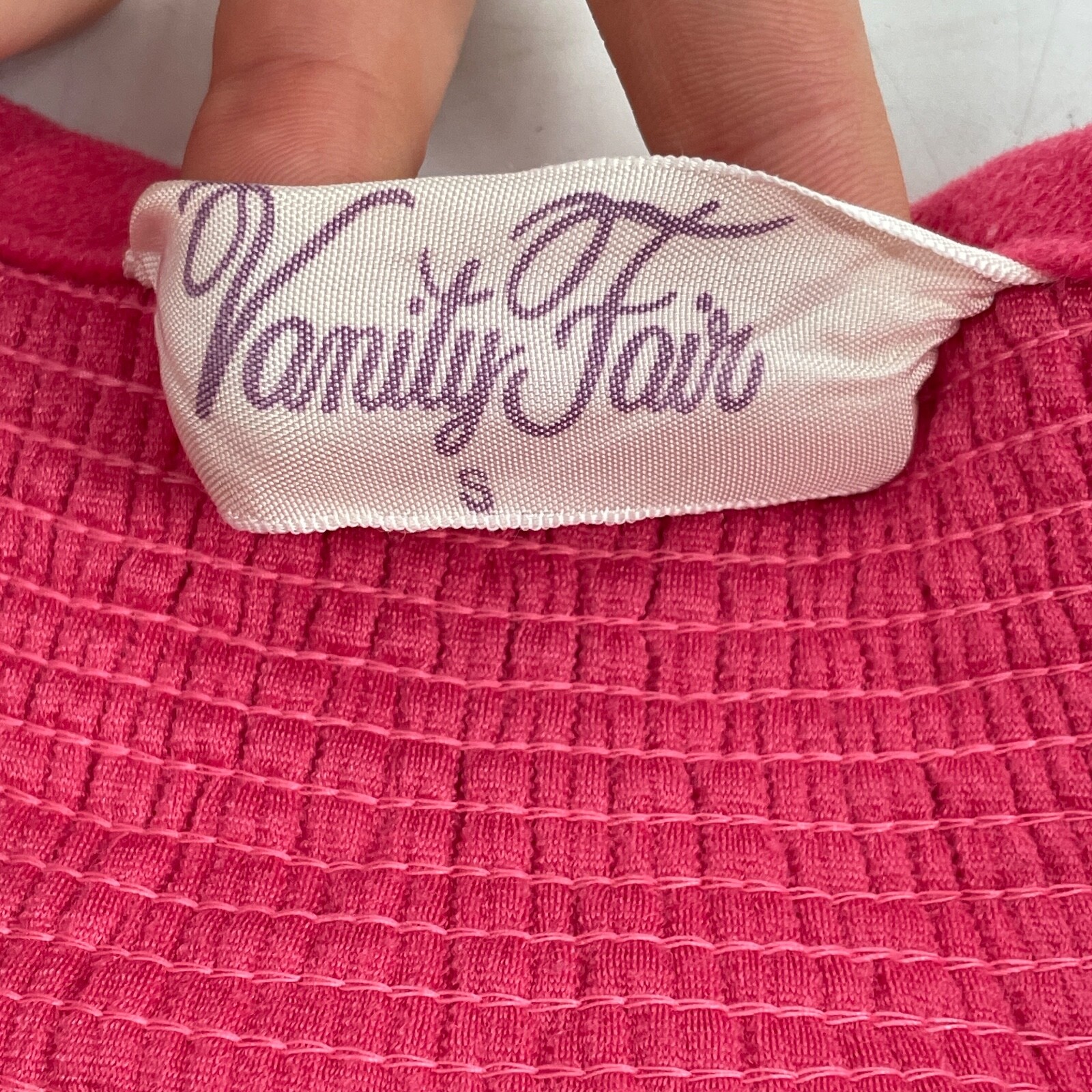 VTG Vanity Fair Womens S/M Housecoat Robe Half Zip Velour Embroidered pink maxi