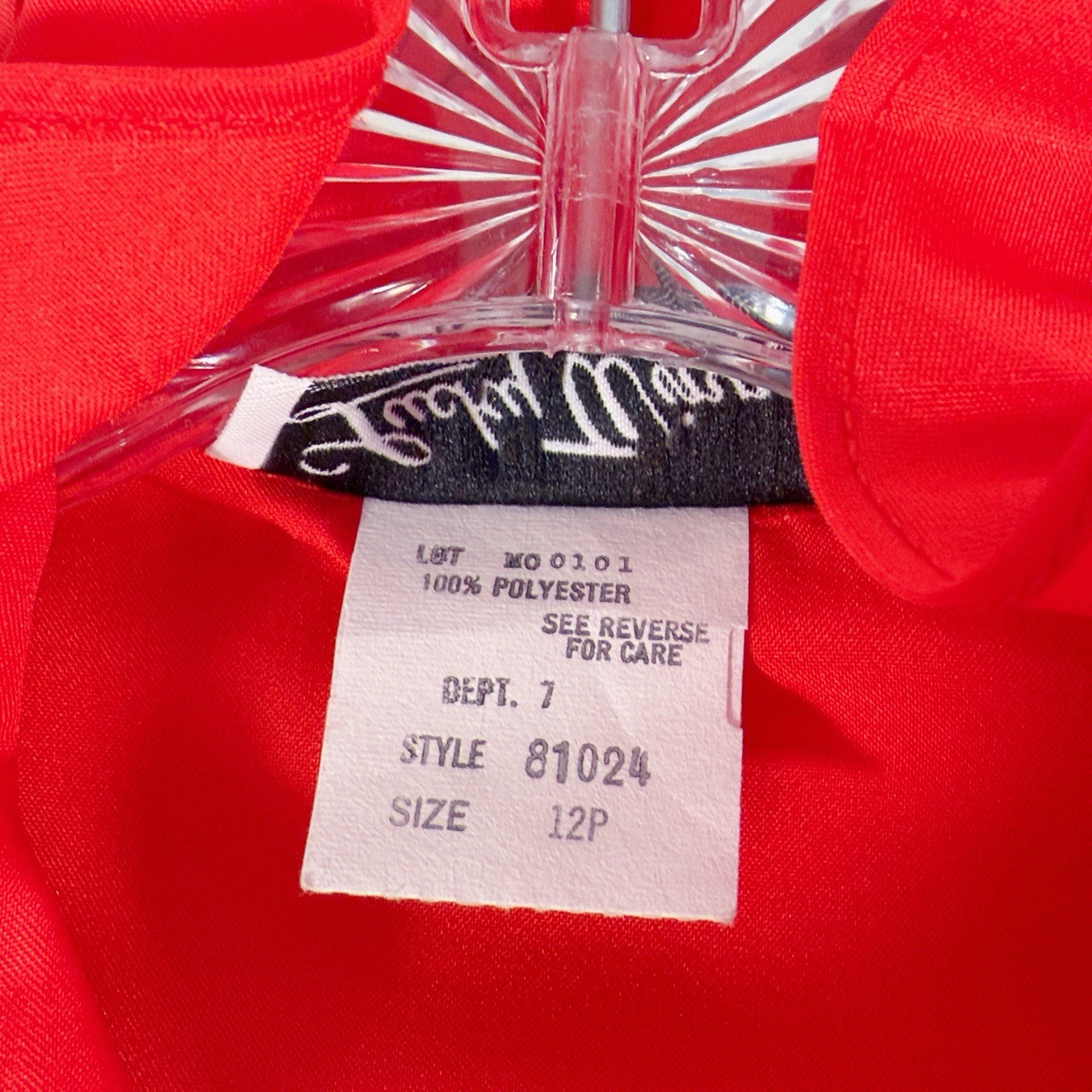 Vintage Lucky Winner Red Career Blouse Size 12P Petites Secretary Geek Tie Sash