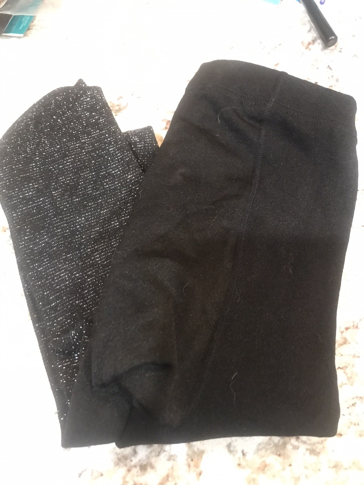 Brand New George Size Large XLarge Silver Metallic Tights Winter Black Spandex