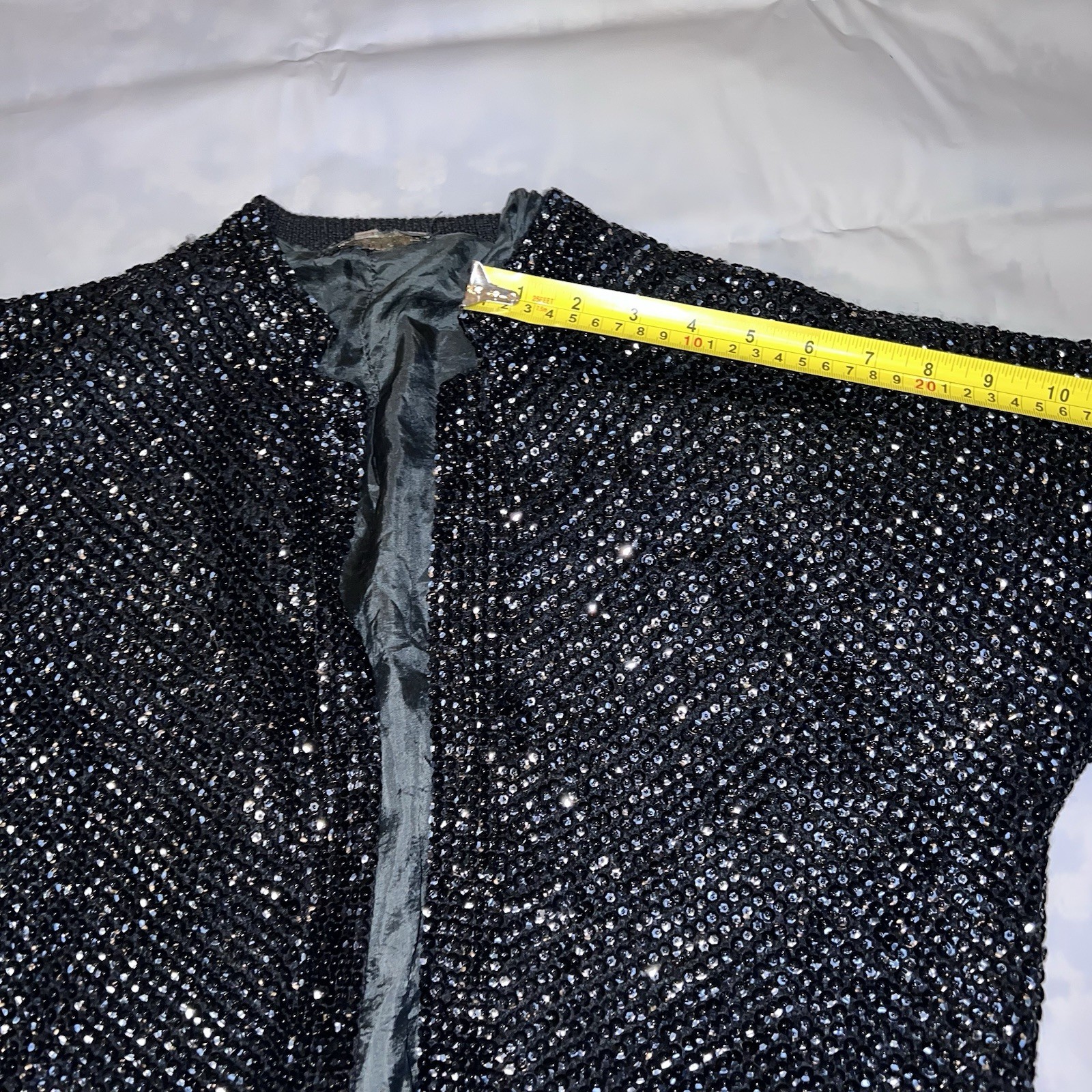 Vintage Cyn Les Sequin Women’s Black Sequin Lined Jacket EU 38 US 6–8 Elegant