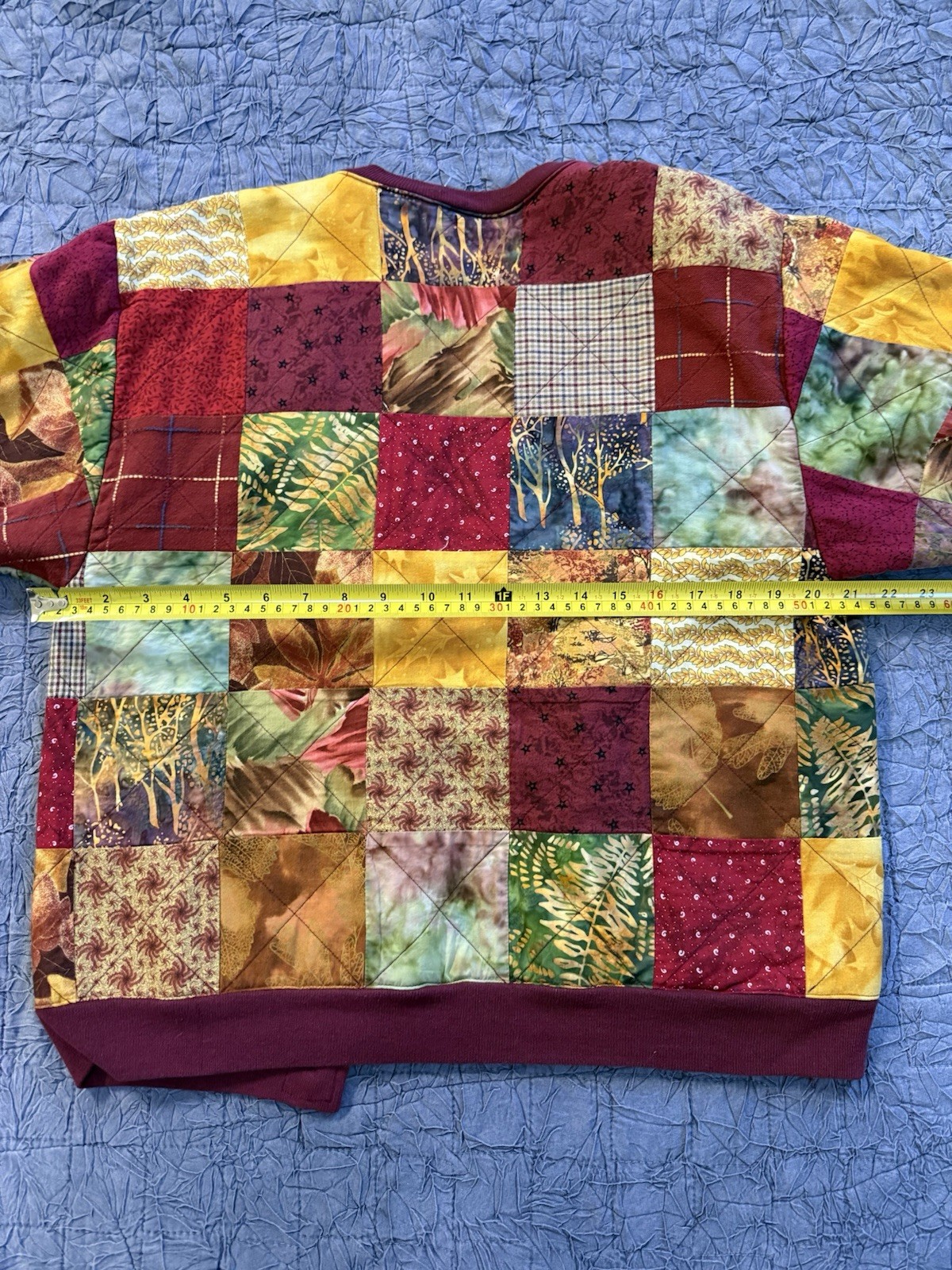 Vintage Handmade Quilted Patchwork Jacket Fleece Lined Boho Grandma-Core EUC
