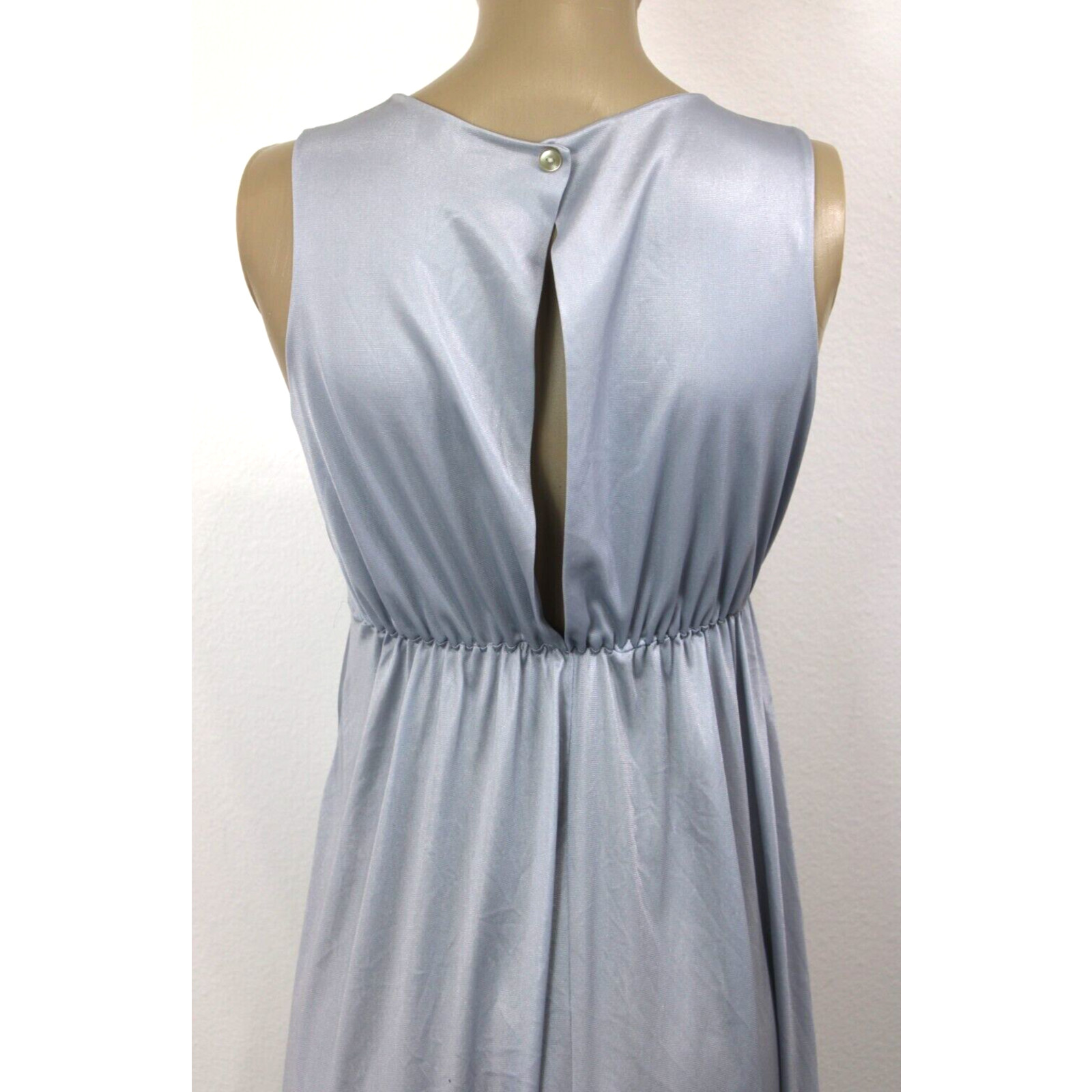 Nightgown Size S Vintage 70’s Silver Gray Satin Silky Long Full Flowy Women’s