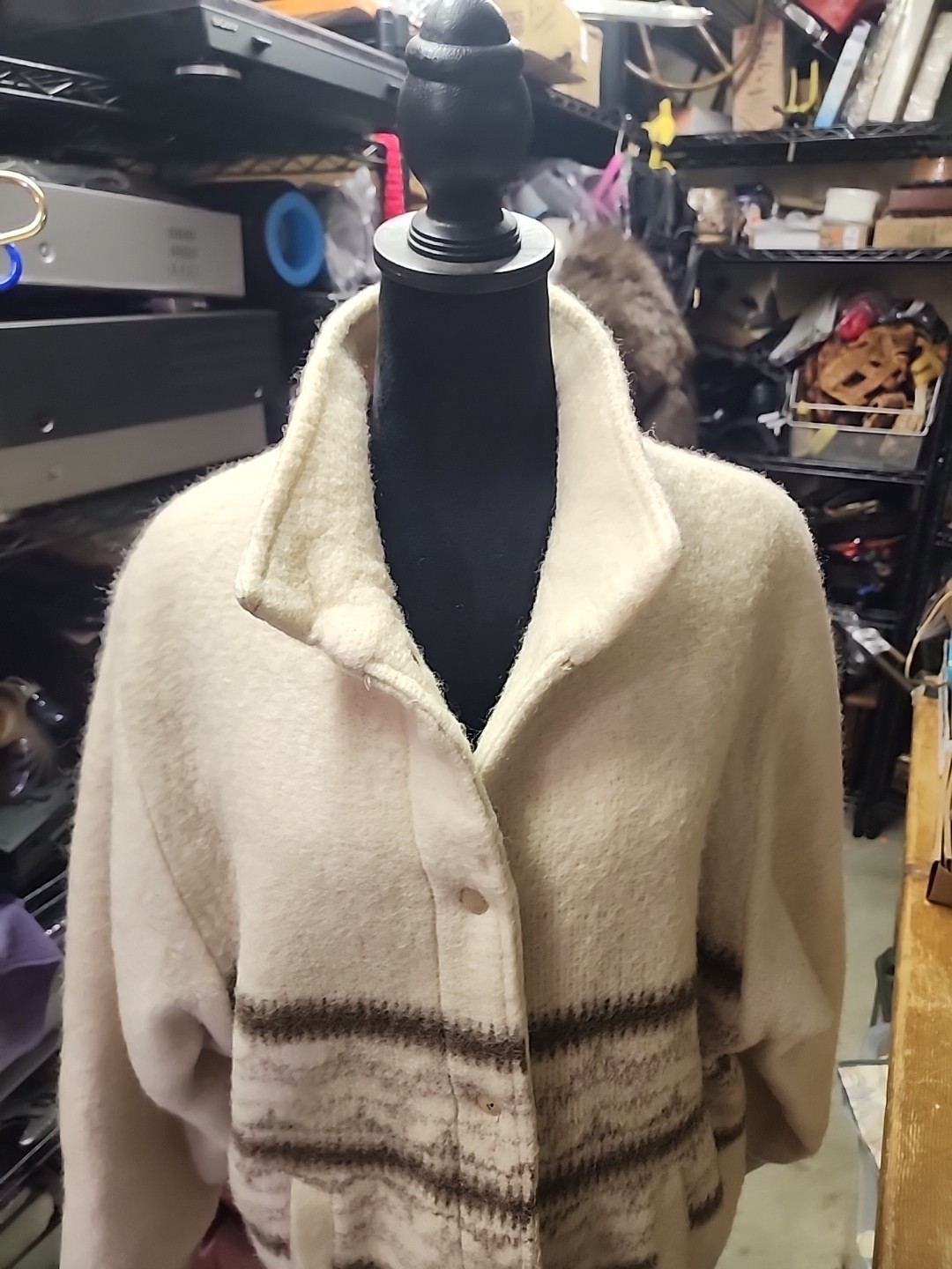 Vintage Canadian Sportswear Womens Mid Coat Sz 16 85%Wool Cream White Ivory