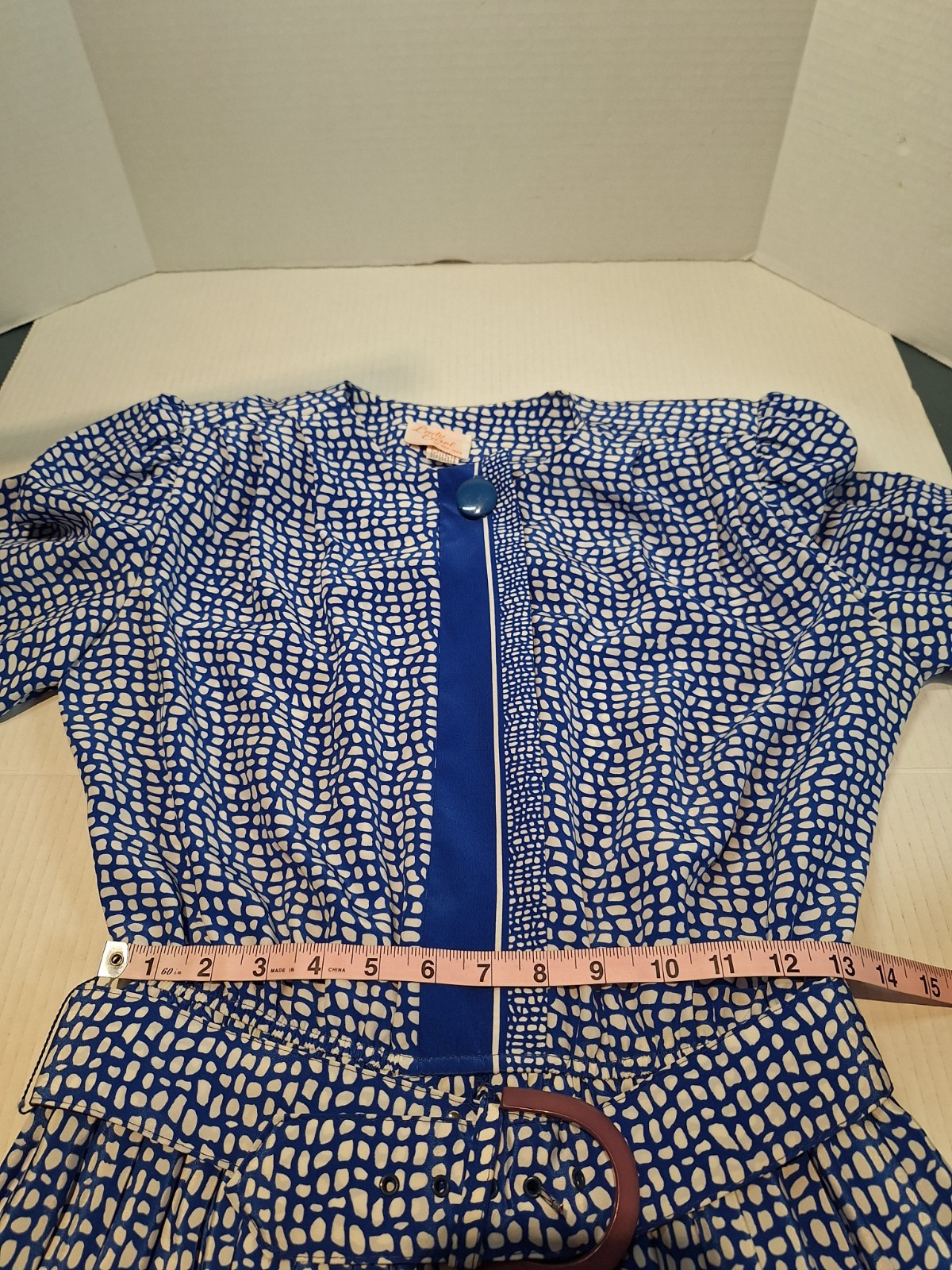 Vintage Lady Carol Dress, Woman’s 12, Polyester, Pleated, Long, Button, Belt