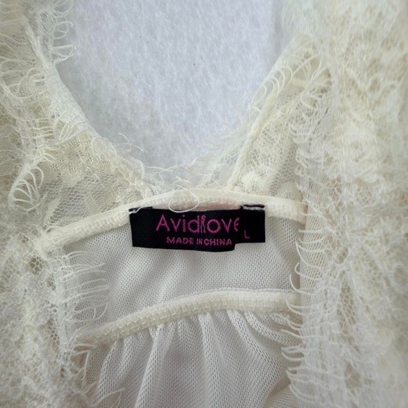 Avidlove ivory Lace Babydoll Dress Large Fairycore Coquette Festival Rave Bridal