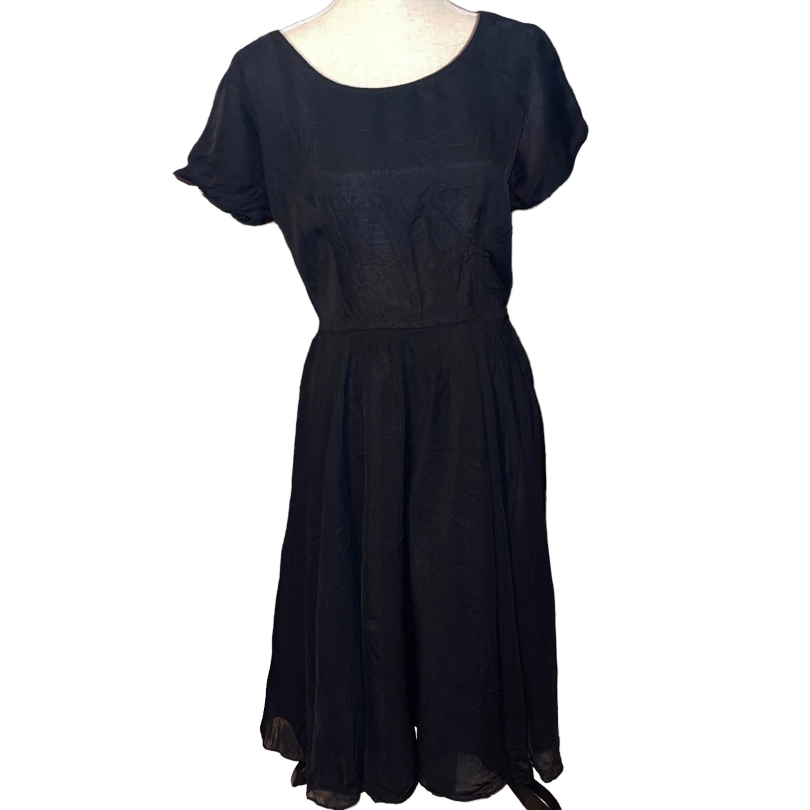 Vintage 1950s Black Taffeta Full Swing Dress | 1950s Vintage Black Dress See Pic