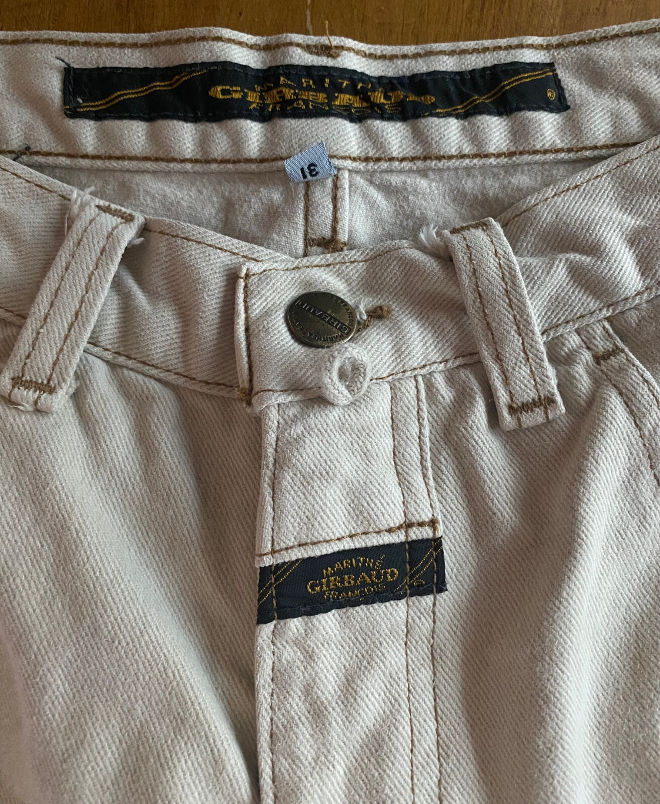 Vintage GIRBAUD Jeans from Marithe Francois Girbaud TAN CREAM Size 31