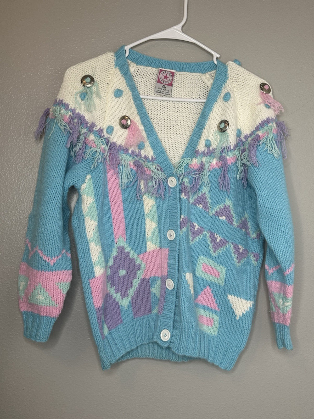 Vintage 80s 90’s Pastel Sister Sister Pastel Sweater Kids Size 8 Medium