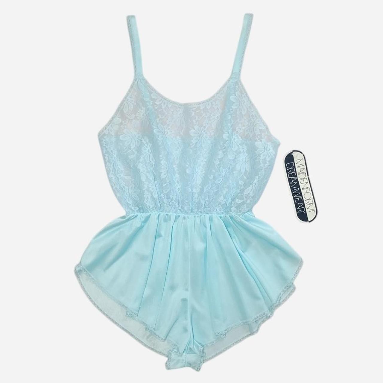 vintage 80s new w defect maidenform pastel lace lingerie playsuit romper sz s