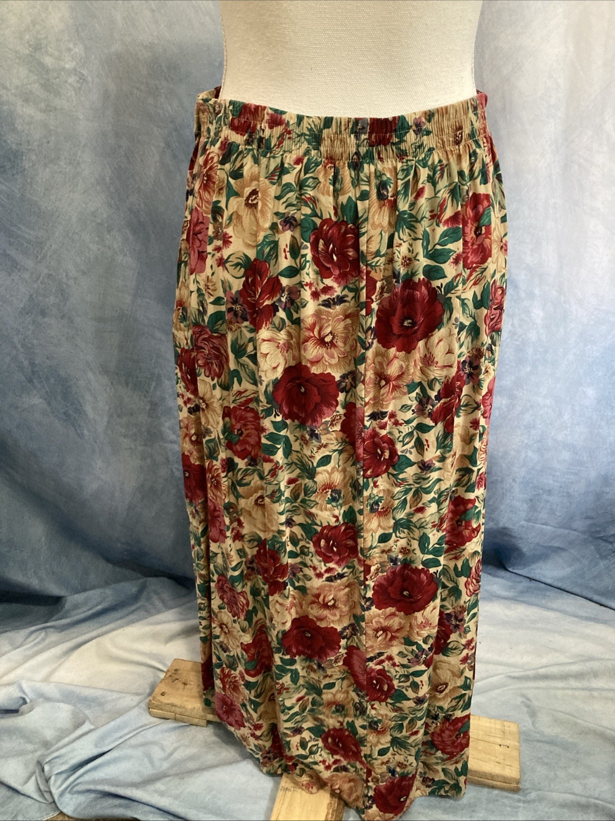 Vtg 90s Radcliffe Petite Floral Maxi Skirt M 100% Rayon Rose Cottagecore Grunge