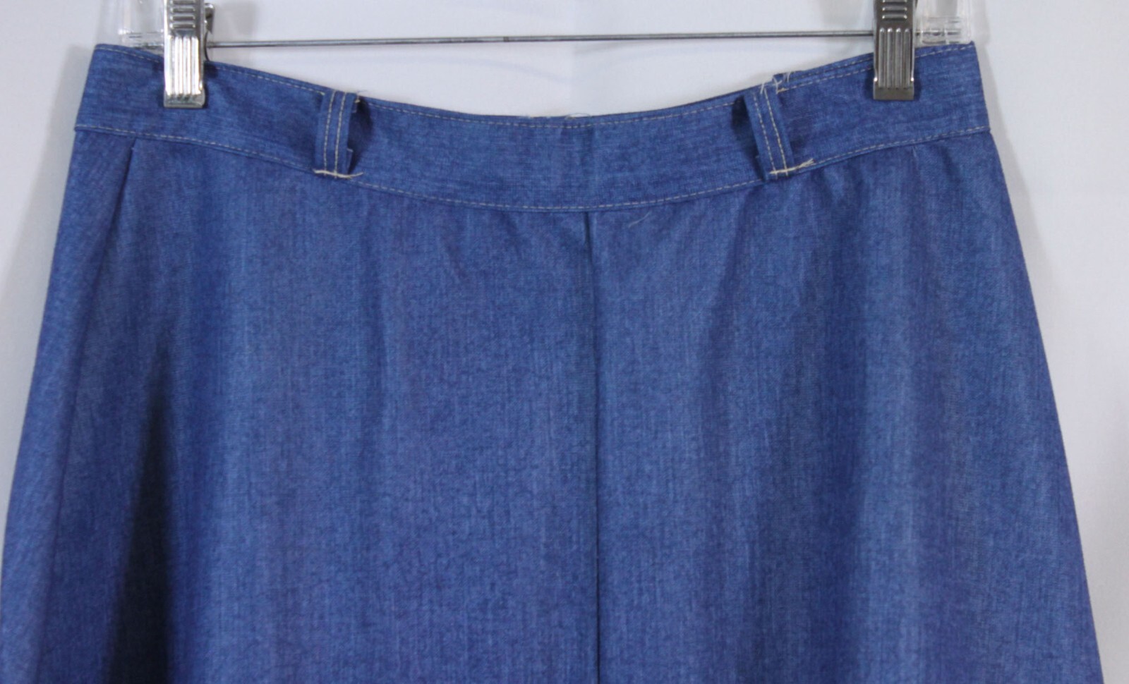 Vtg Denim Poly Skirt Western Cowgirl Peasant Longer Modest Swing 15/16 Retro