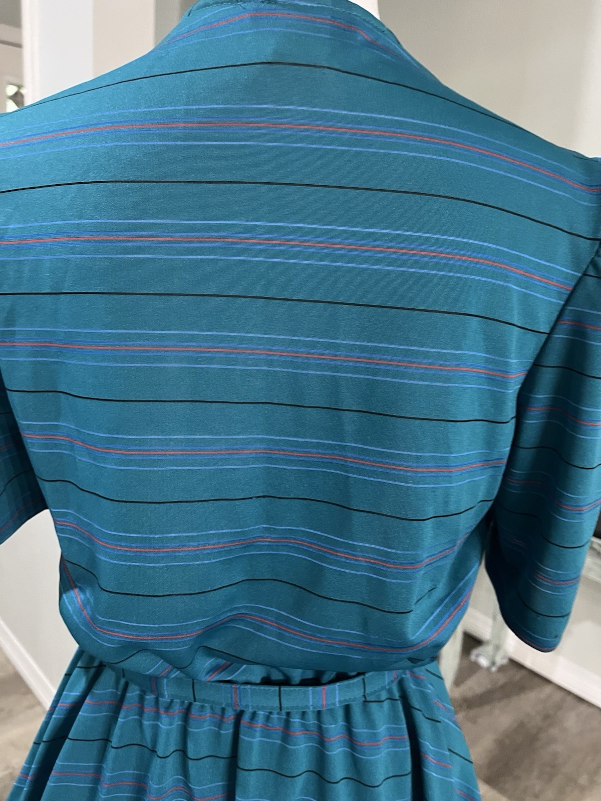 Vintage David Robin by Yvette Teal Peplum Polyester Dress Size 11/12