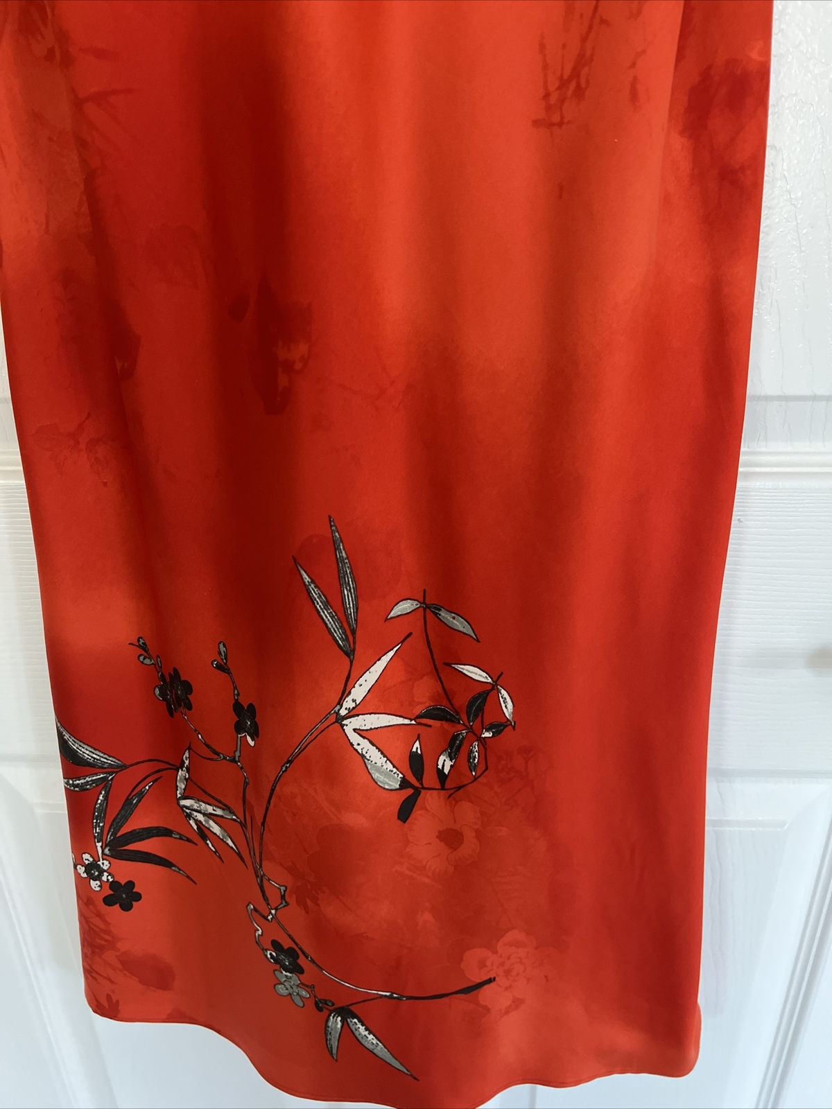 Vintage Deep V-neck Sleeveless Lingerie Inspired Floral Orange Maxi Dress S/M