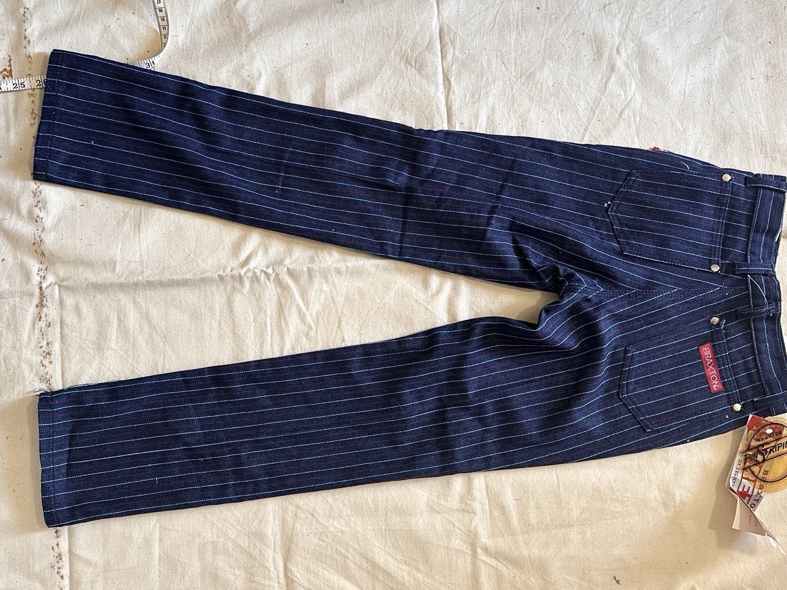 Braxton 1980s High Waisted Pinstriped Jeans New With Tags Rare Designer Denim