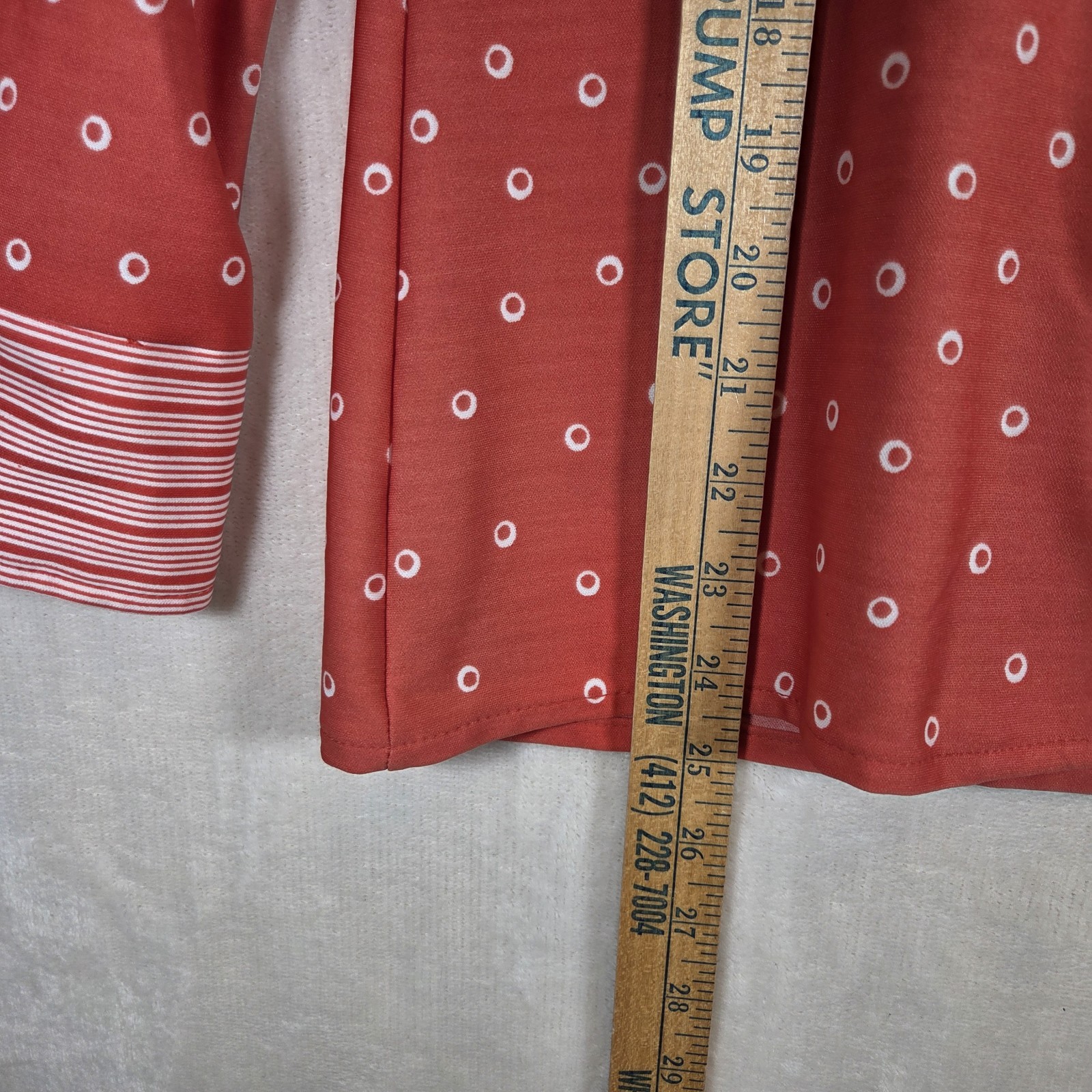 VTG 70s Jantzen Geometric Dots & Stripes Shirt Womens 8 Orange Polyester Disco