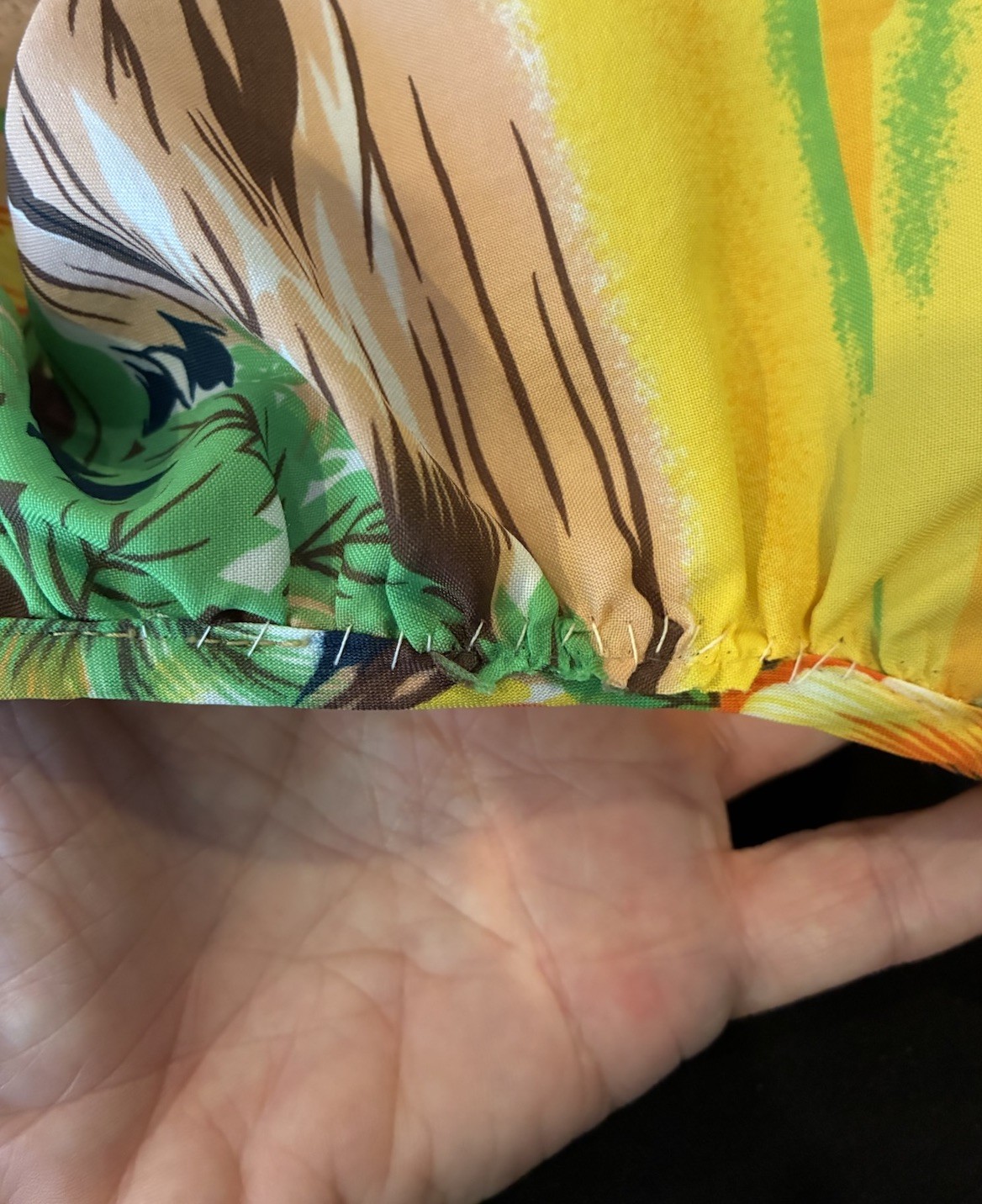 Pomare Hawaii Palm Tree Floral Dress Tiki Acrylic 70’s Vibrant No Size Tag/Flaws