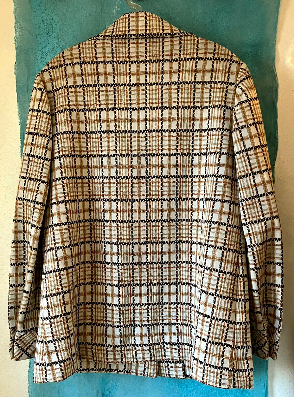 Vintage ANDREA GALE Checkered BLAZER, Brown, Rust, Tan, Cream, Slightly Stretchy