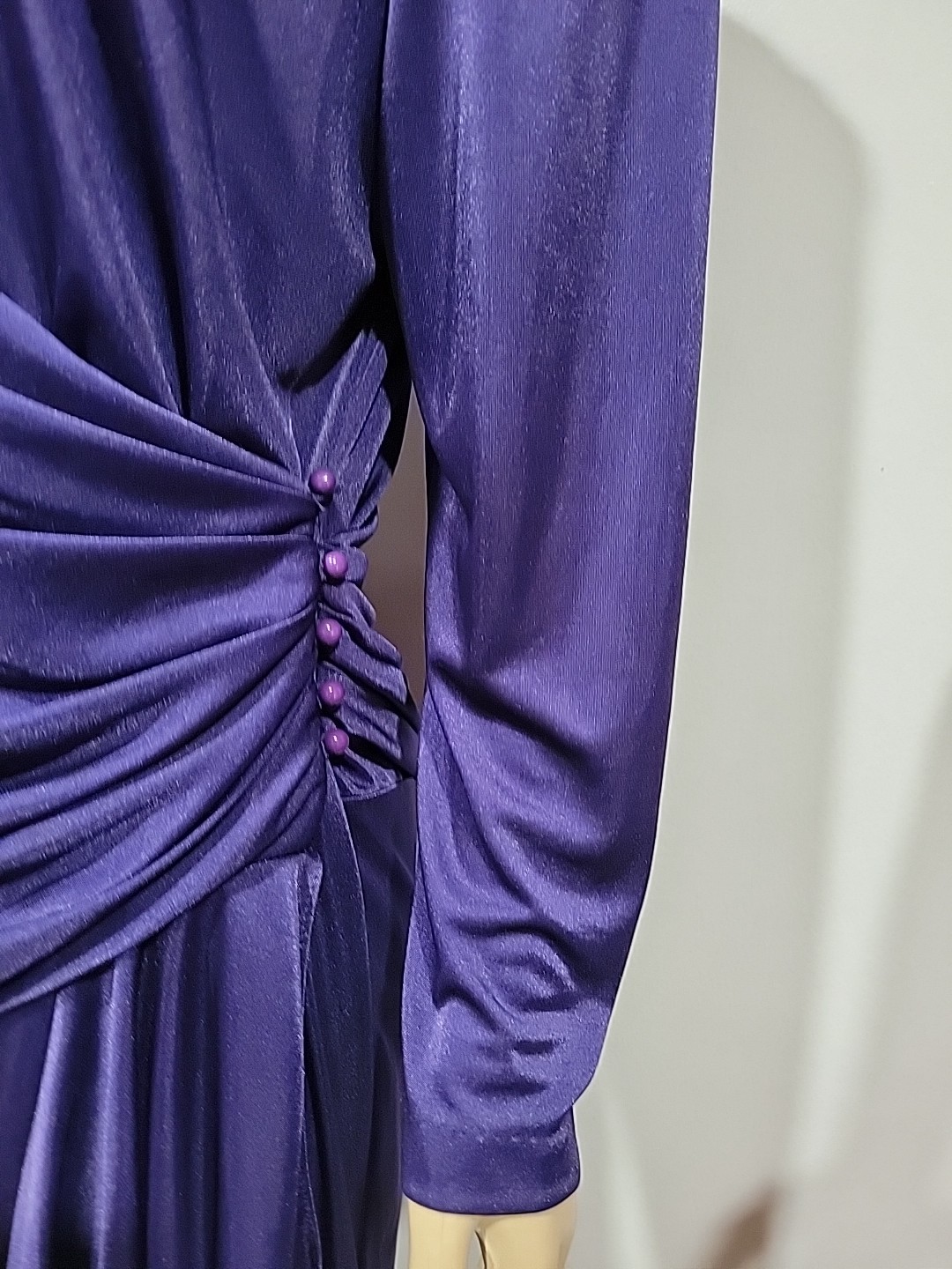David Rose Vintage 14 Purple Wrap Ruffled Embellished Shoulder Women’s Dress #CC