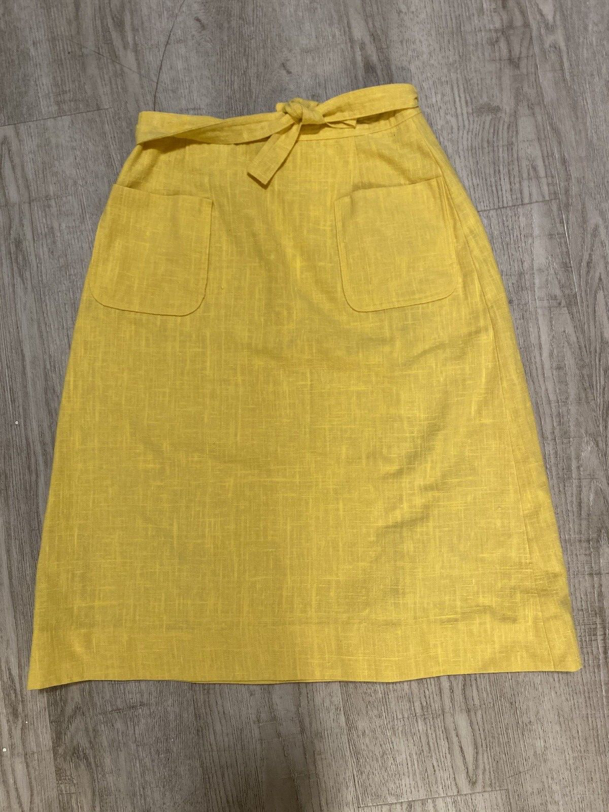 Vintage 70s Yellow Apron Wrap Skirt Young Traditions XS Or One Size Pockets