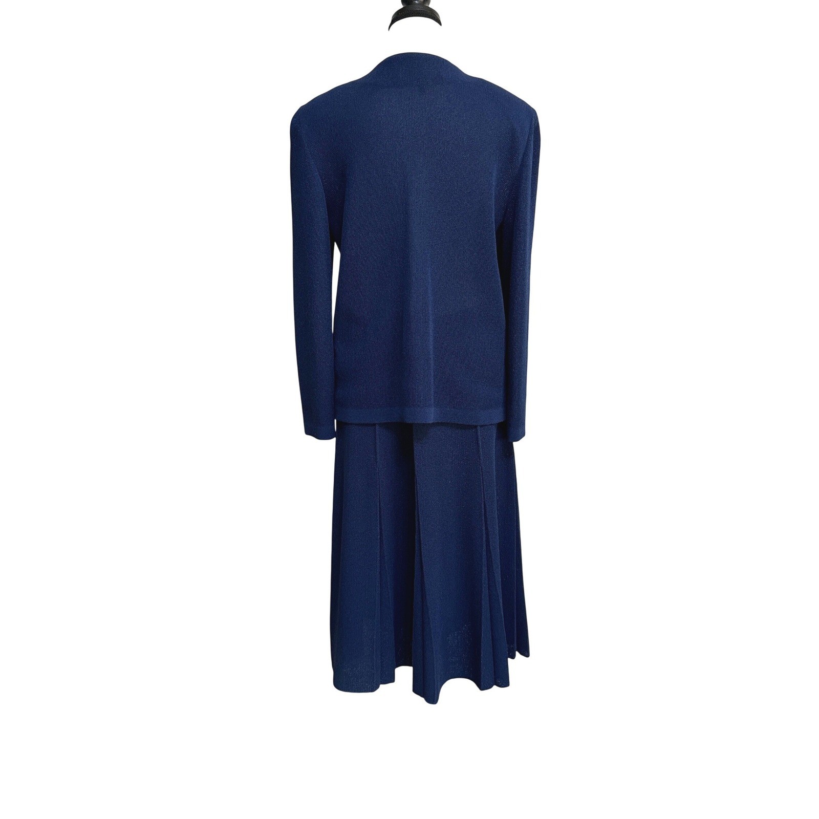 VTG Castleberry Knit Skirt Suit Womens 12 Navy Blue Old Money Luxury ILGWU USA