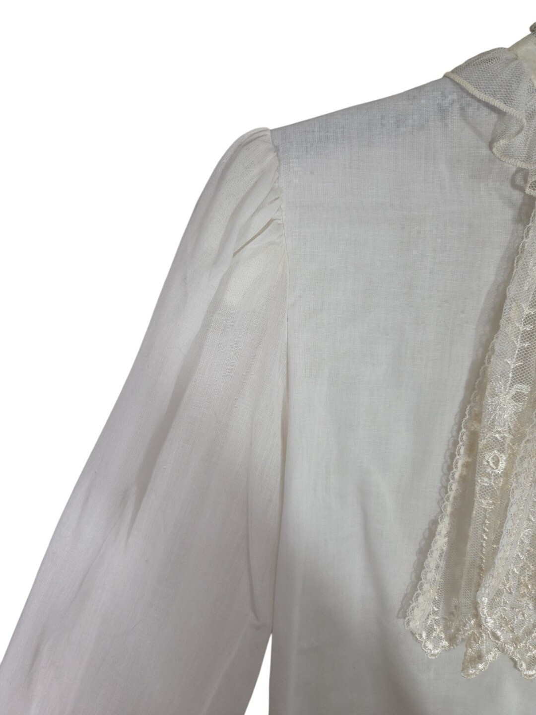 Vtg 70s Gunne Sax Gold Tag Prairie Jabot Collared Edwardian Victorian Blouse – M