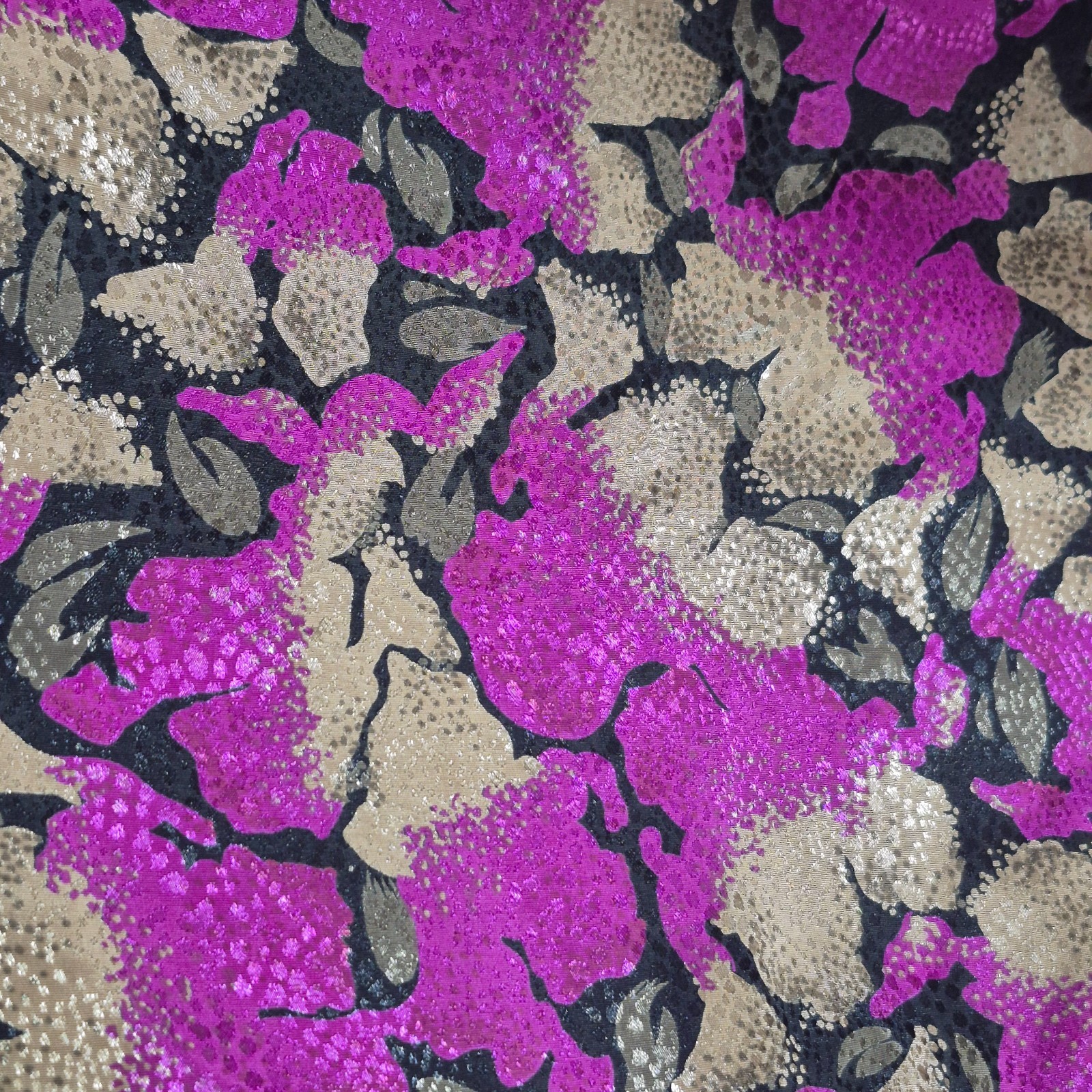 Vintage Satin Floral Crossover V-neck Puff Sleeves Peplum Pink/Multi Dress 12