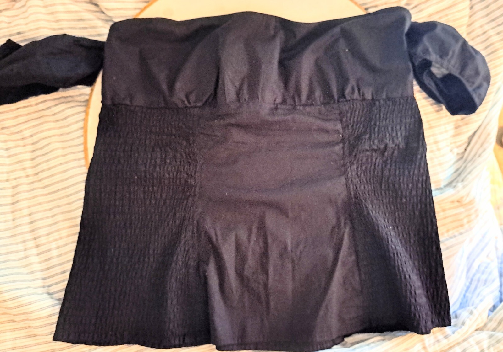 VTG GUESS WOMEN’S Black XL Structured Off the Shoulder Top COTTON BLEND