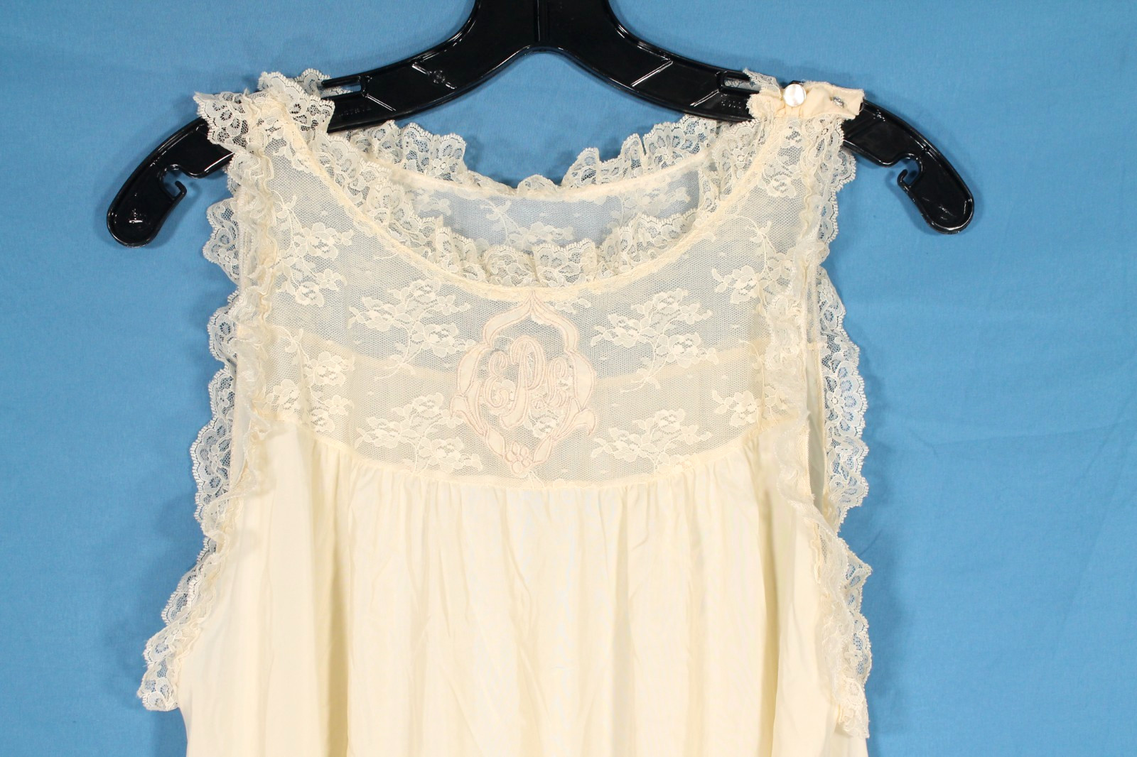 VTG GILEAD Ivory NYLON/CHIFFON Lace Detail LOUNGE Peignoir ROBE/NIGHTGOWN SET S