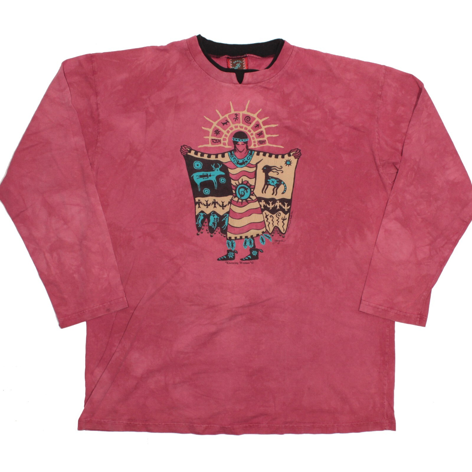 DAGOLI Vintage T Shirt XL Pink Long Sleeve Knowing Woman 1996 Made in Canada