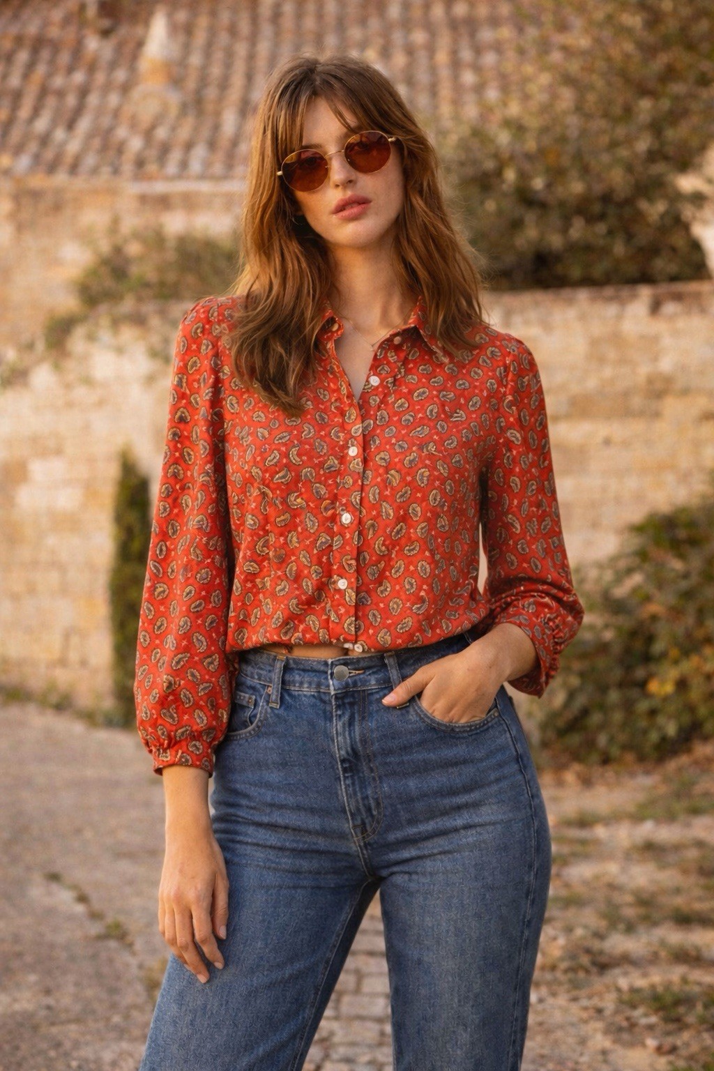Vintage 70s Country Suburbans Paisley Blouse ILGW Made USA Sz 10 Excellent Cond