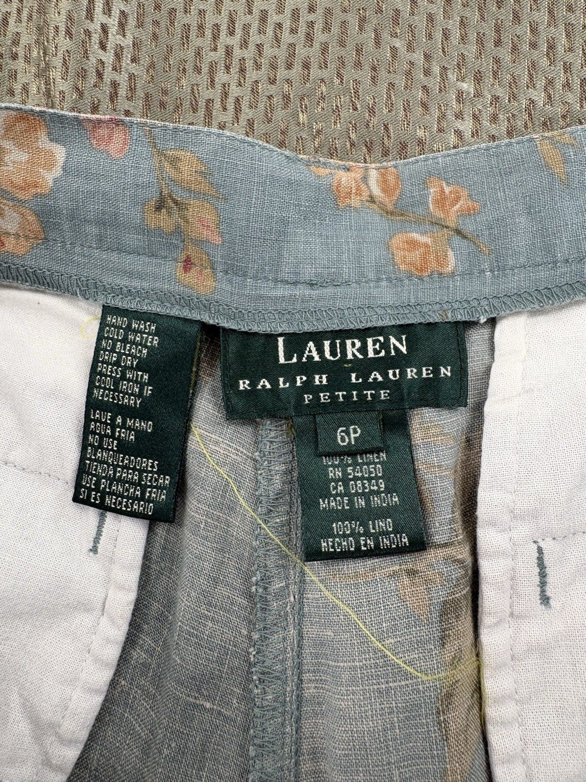 VTG Lauren Ralph Lauren Floral Linen Shorts Pleated High Waist Cottagecore 6P
