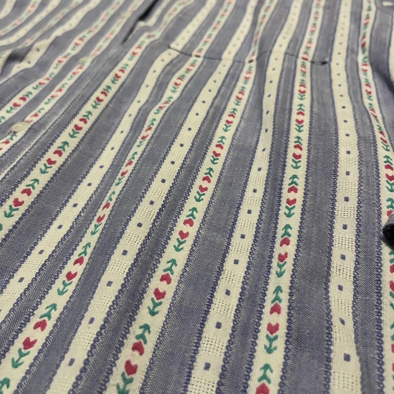 VTG 90s Northern Reflections Flower Stripe Purple Cotton Buttondown Shirt Large