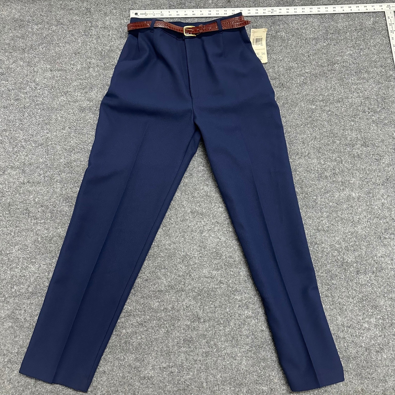 Levi Strauss Dress Pants Womens Size 16 Navy Blue Bend Over Vintage Belted NEW