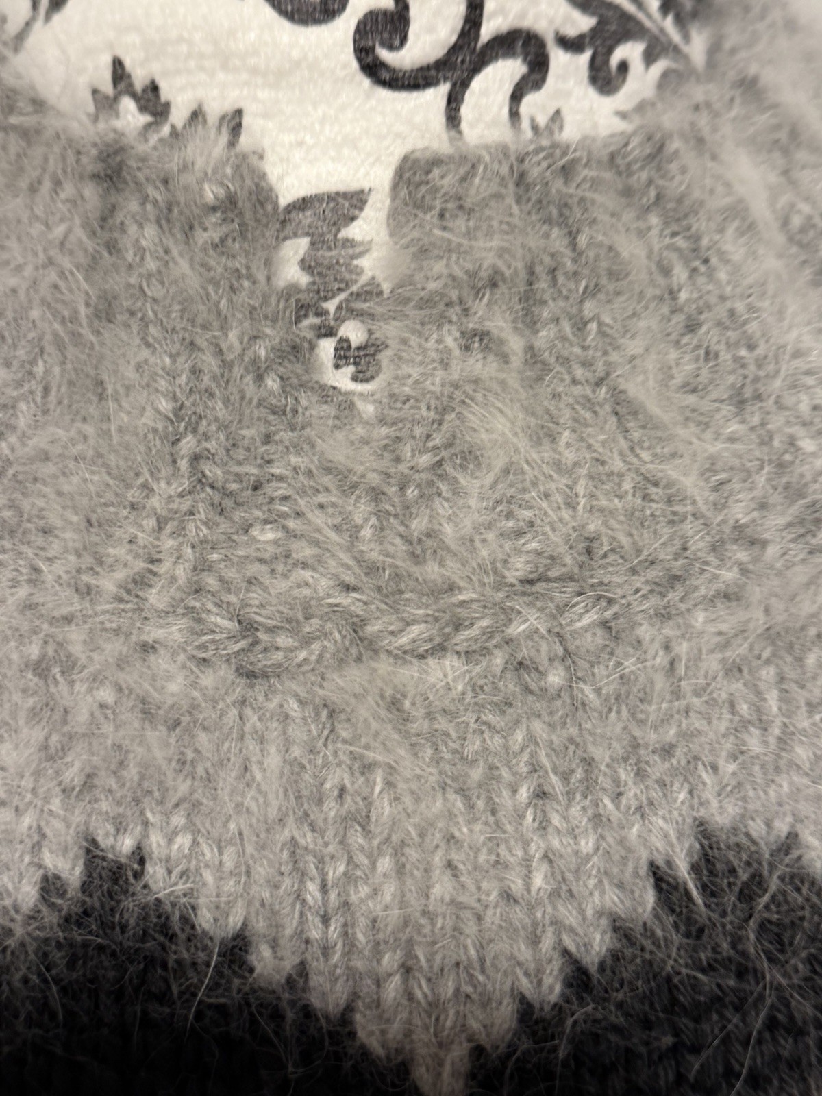 Vintage 80’s Top Notch Chunky Knit Wool Sweater Angora Trim Mock USA L