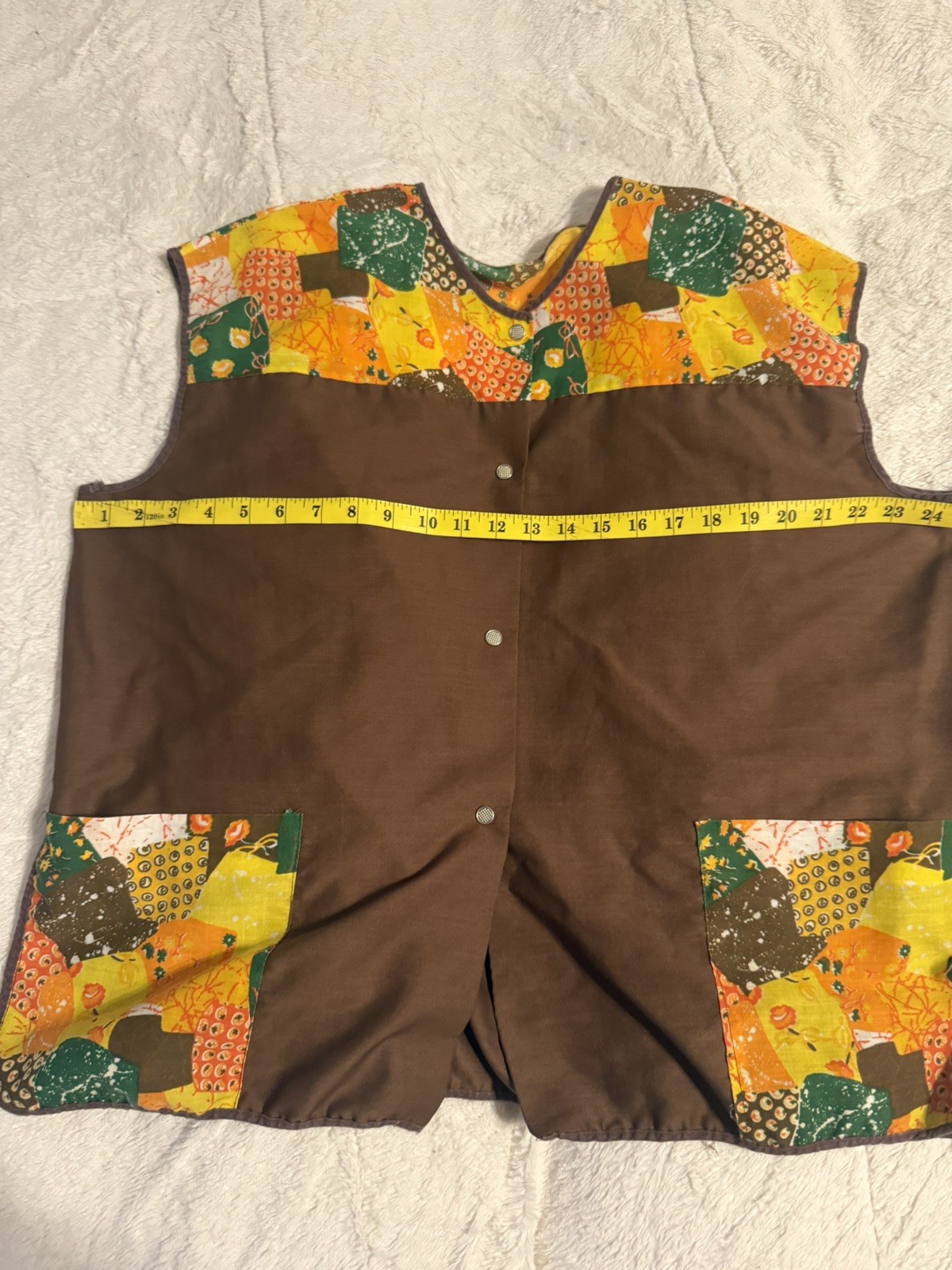 Vintage Womens Artists Smock Country Patchwork Cottagecore Large/XL 1970s