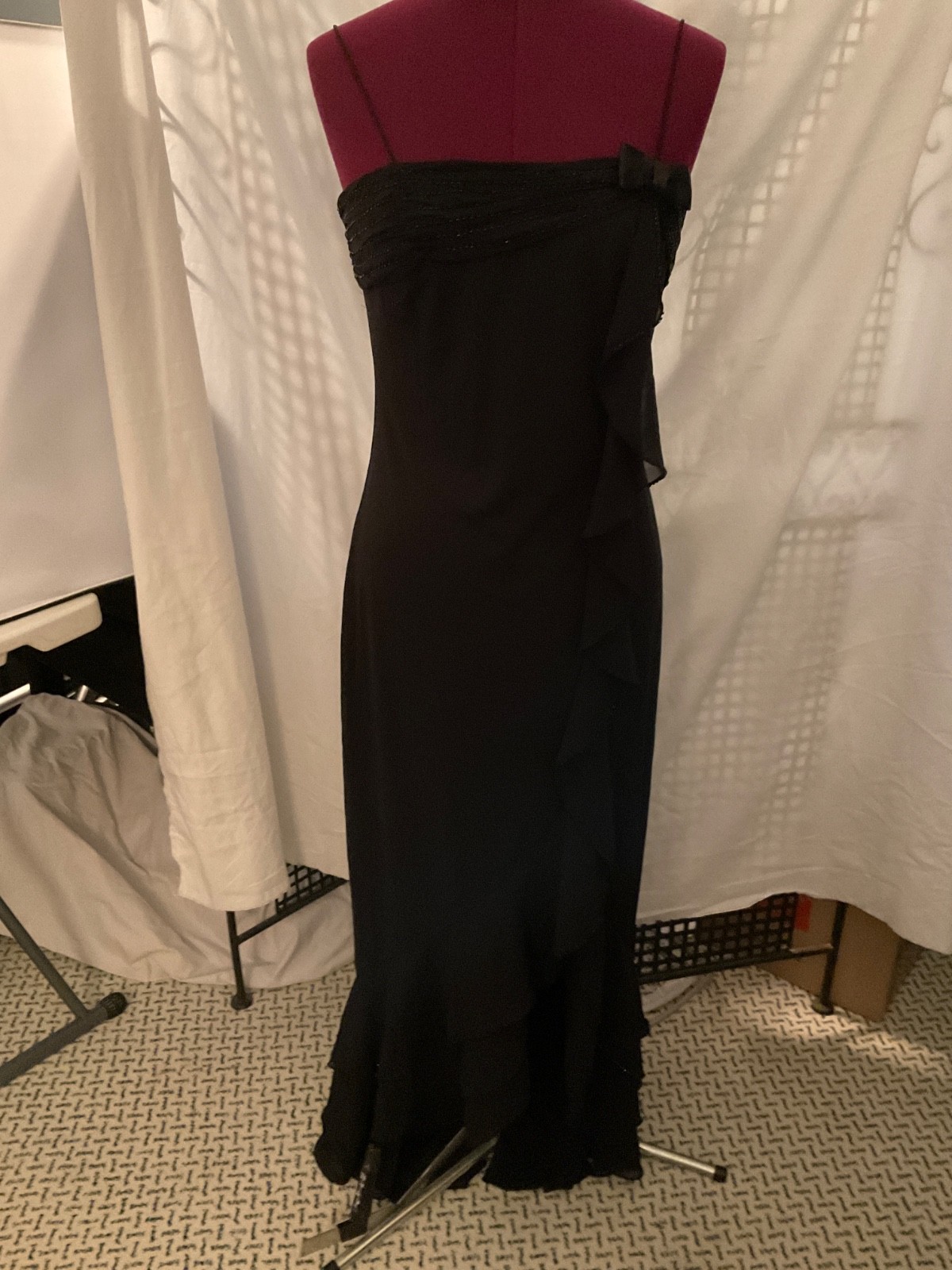 vintage Womans De Laru Black gown beading on bodice
