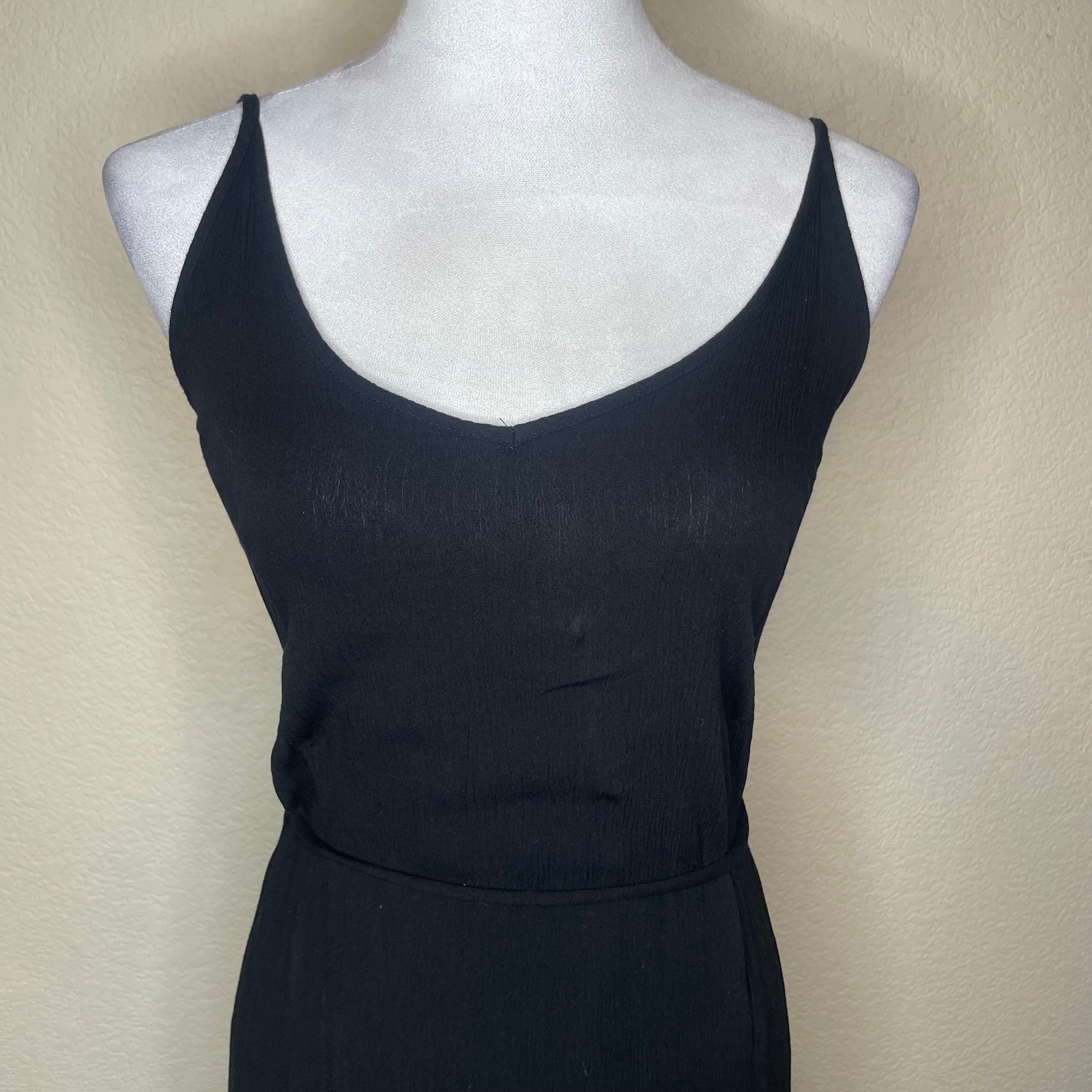 Vintage Wet Seal Black Open Back Double Slit Maxi Dress XS 90s Whimsigoth Y2K