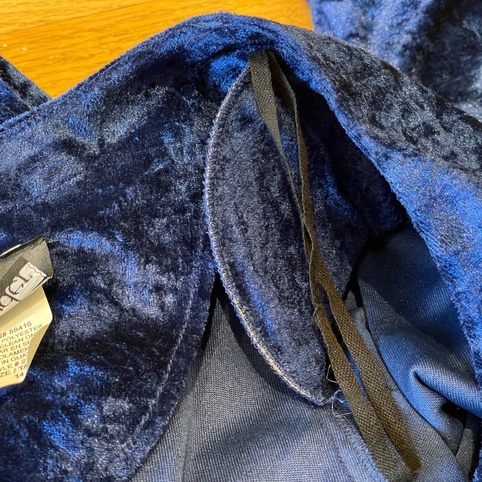 Brett Alixander Vintage 90s Velvet Midi Dress Dark Academia Blue Tie Back Bow