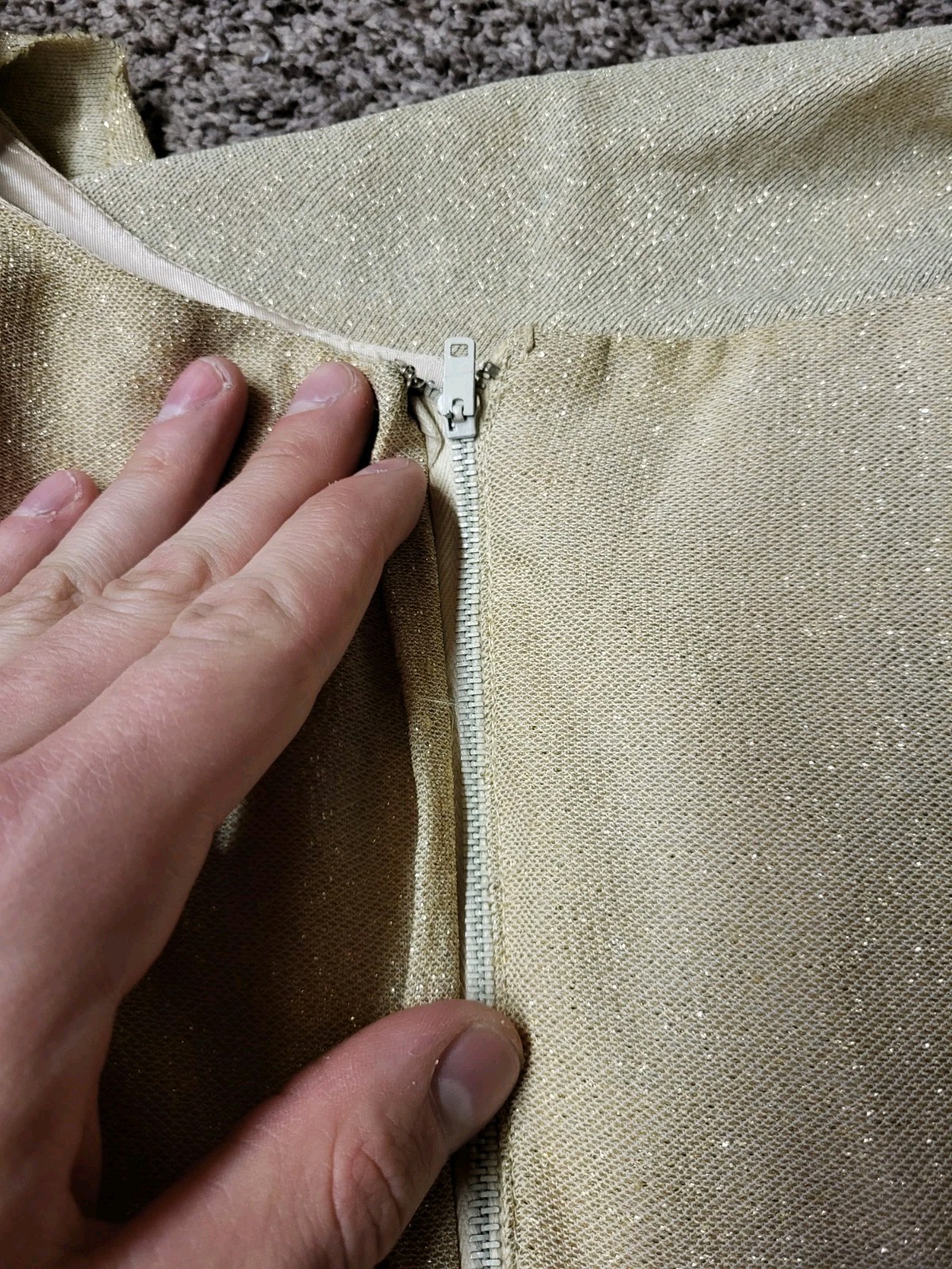 Ferman O’Grady Vintage Beige Sparkle Dress *flawed*