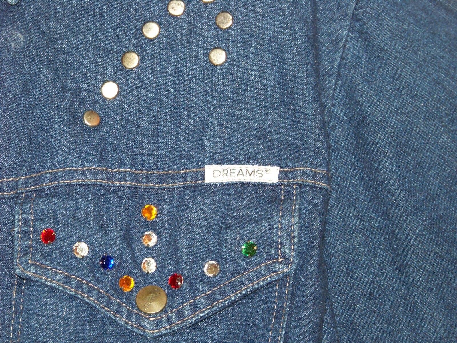 Women s Vintage Dreams Embellished Denim Dress – M (see Measurements)