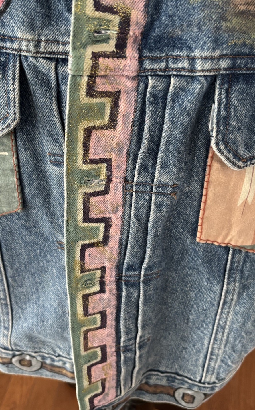 VTG Silver Tab Levi Strauss & Co Southwestern HAND-PAINTED Denim Jacket-Large