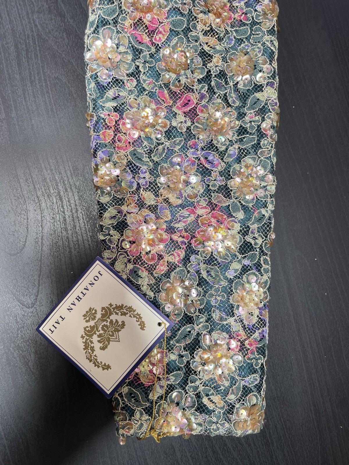 Vintage 1980 Jonathan Tait Metallic Organza Fit Flare Dress Sz 10 Teal USA NOS