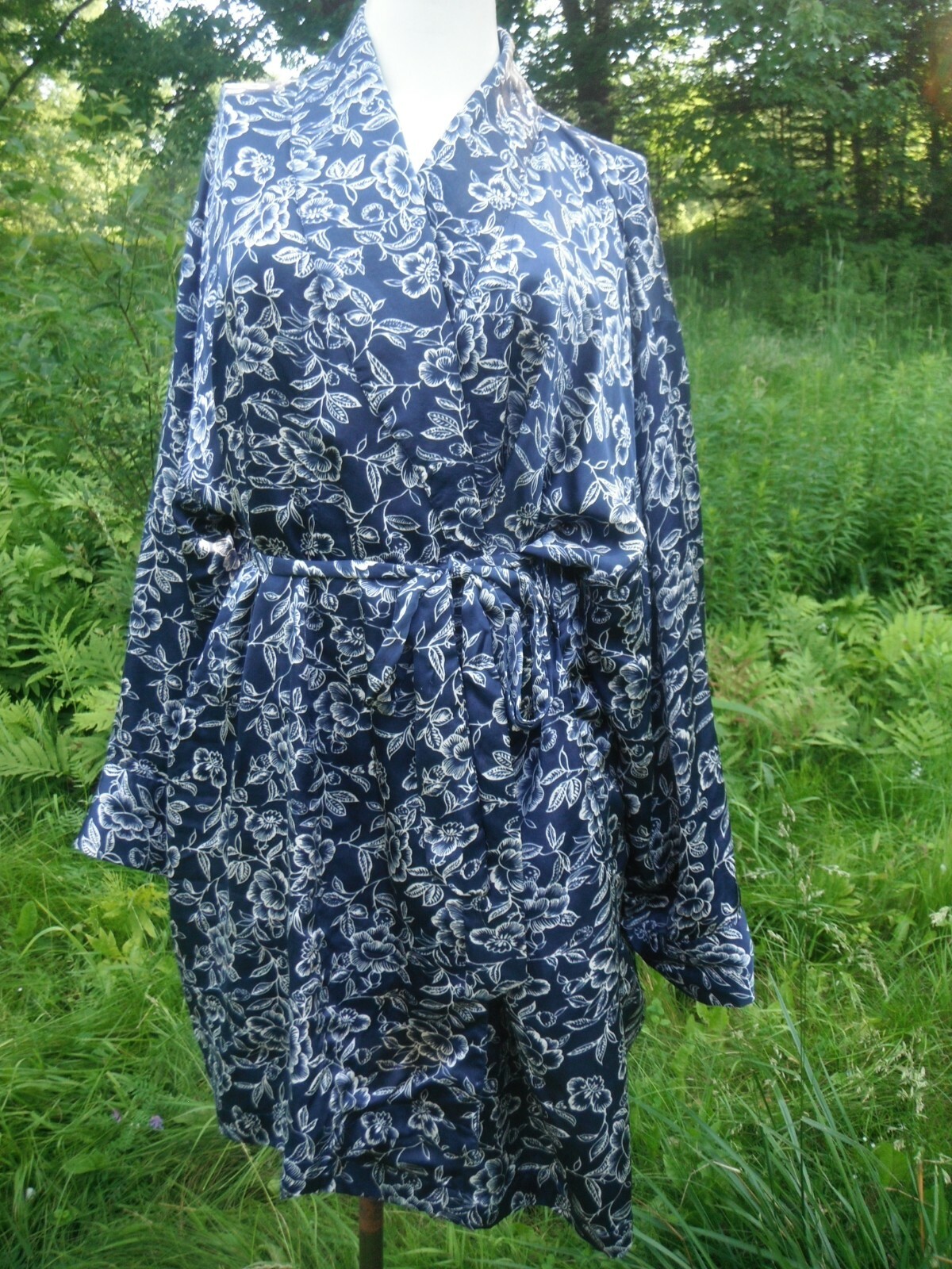 SPLENDIDA For LA SENZA 100% silk wrap style robe HIPPIE FLORAL lounge wear L