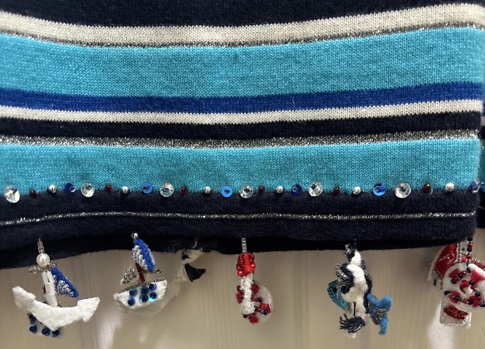 VTG Jack B Quick Cardigan Sweater Womens Petite Medium Turquoise Nautical Themed